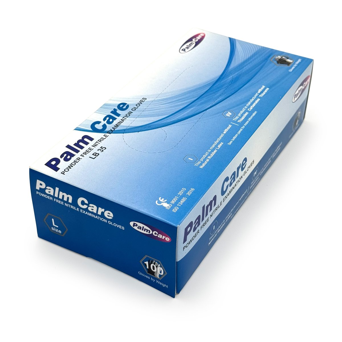 Nitrile  BLUE   Powder Free Examination Gloves  LARGE   -Disposable's PALM CARE -(100 Pcs/Box) 